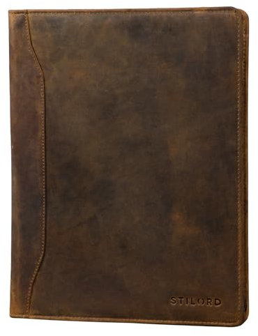 STILORD 'Scott' Vintage Dokumentenmappe Echtes Leder Schreibmappe 12,2 Zoll DIN A4 Hochwertige Aktenmappe mit Reißverschluss, Farbe:mittel - braun