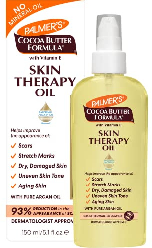 Palmer's Cocoa Butter Formula Skin Therapy Moisturizing Body Oil with Vitamin E & Pure Argan Oil, Deep Body Moisturizer for Dry, Damaged Skin, Scars or Stretch Marks, 5.1 Fl Oz (Pack of 3)