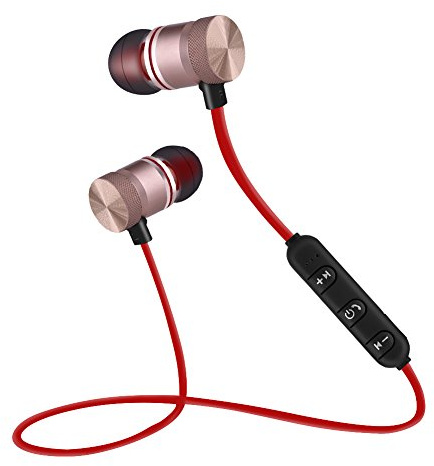 Auricolari Bluetooth 4.1 senza fili, auricolari sportivi stereo anti-rumore, auricolari anti-sudore confortevoli a buon mercato per vari modelli di smartphone, computer, rosso nero(rosso)
