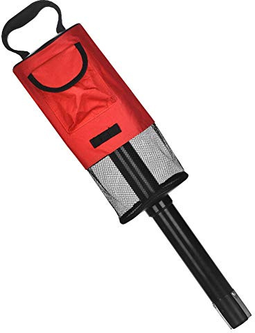 Golfboll samlare golfboll väska raggsamlare plockare retriever bärbar bekväm ficktillbehör med avtagbart rör (röd)