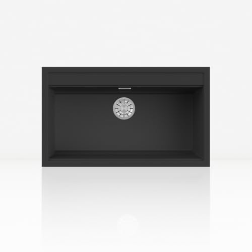 EVHOC Lavello Cucina Sopratop, 86x51 cm, 1 Vasca, Nero, DESIDERATA L