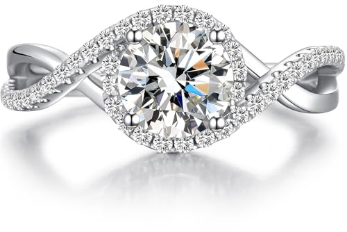 jiamiaoi 18K Weißgold Plattiert Damen Ring Silber 925 Hochzeitsring Damen Silber Verlobungsring Ehering für Braut Solitär Ringe Damen Diamant Silber Ringe für Frauen