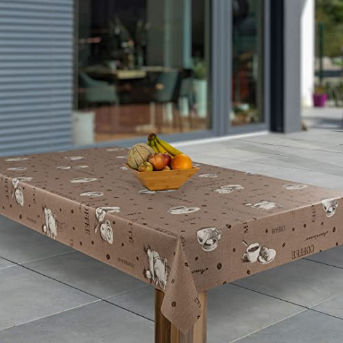 laro Wachstuch-Tischdecke Abwaschbar Garten-Tischdecke Wachstischdecke PVC Plastik-Tischdecken Eckig Meterware Wasserabweisend Abwischbar, Muster:Kaffee Bohne Cord, Größe:100x130