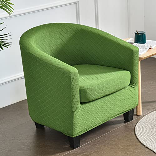 YOPOIY Jacquard Sesselbezug, Stretch 2 Stück Sesselhusse rutschfest Bezug für Wannensessel Stilvolle Waschbar Möbelschutz -grün-Einheitsgröße
