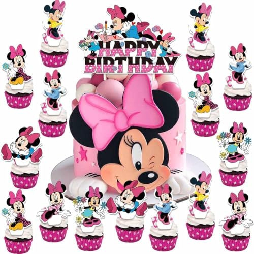 Cake Toppers, 25PCS Cupcake Toppers Cake Toppers Happy Birthday Cake Decoration Cartoons Birthday Cake Decoration Themed Party Decorations for Baby Shower, Kids Birthday Party Su