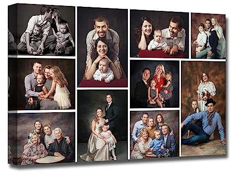 Collage Leinwanddrucke mit Ihren Fotos, individuelle Multi-Bild-Collage, Wandkunst, personalisierte Collage, Bild, Leinwand, gerahmt für Heimdekoration (Collage Photo-14, 40,6 x 61 cm)