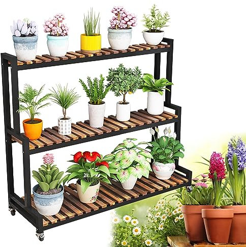LIGUOYI Porta Piante Da Esterno Stand Per Piante Fioriera A Scalas A 2/3 Livelli Scaffale Porta-fiori In Metallo, Scaffale In Legno Scarpiera Scaffale Scaffali Organizzatore Per Interni Esterni