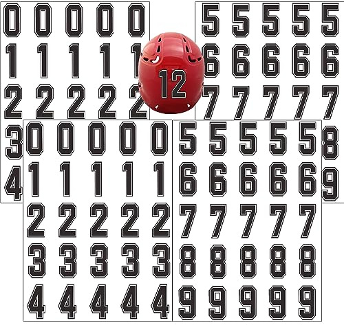 Sports Helmet Numbers Sticker 1 x 1.5 Inch - Vinyl Baseball Helmet Numbers Decals Waterproof Hockey Decals for Football, Lacrosse, Batting 150 Pcs