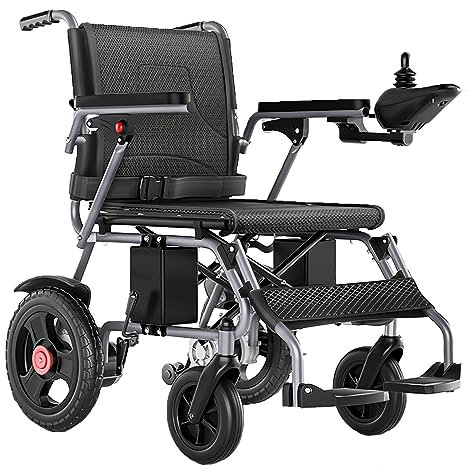 Bueuwe Elektrischer Rollstuhl Faltbar Leicht Elektrorollstuhl, Ultraleicht Rollstuhl Elektrisch Rollstühle für ältere und Behinderte Menschen, 13A Lithium Batterie, Autonomie 30 km, 30 kg