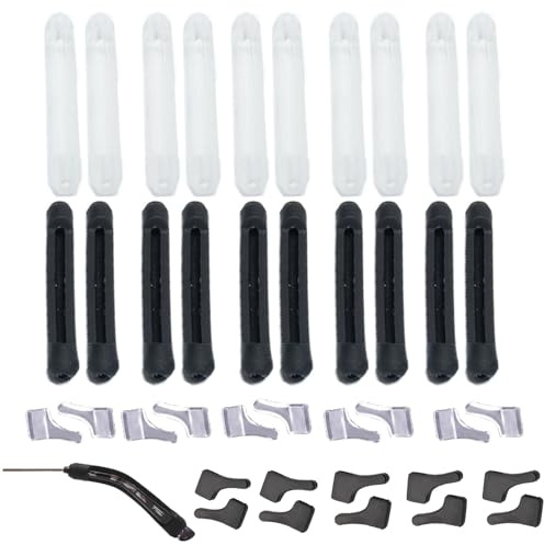 KASESSS 10Paare Brillenbügel Überzug und 20 Brillenhalter Ohr, Brillenbügel Silikon, Komfort Antirutsch Brillenbügel Überzug, Anti Rutsch Brille Überzug für Brillen, Sonnenbrillen(Schwarz,Transparent)
