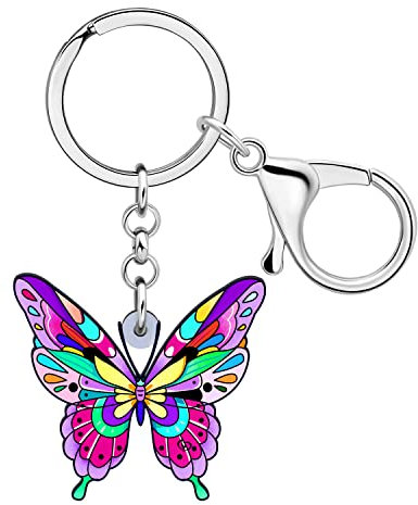 YINYA Schlüsselanhänger aus Acryl, Monarch-Schmetterling, Morpho Menelaus, Autoschlüssel, Tasche, Schmuck für Frauen, Kinder, Mädchen, Partygeschenke, Charms, Geschenke, Veilchen, Medium