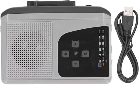 Portable Cassette Recorder Player,Compact Vintage AM FM Tape Player with Big Speaker,3.5mm Earphone Jack, Support Microphone Recording,Powered By USB or AA Battery
