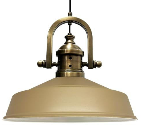 bamyum Asletl-Marine Hängelampe Industrial Vintage Ø41 cm, Küchenlampe Hängend Esstisch, Wohnzimmerlampe, Pendelleuchte Beige Metall