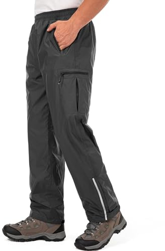 Jogwits Regenhose Herren Wasserdicht Leichte | Fahrrad Regenhose für Herren, Winddicht Reflektierende Outdoorhose, zum Wandern Camping Golf Angeln