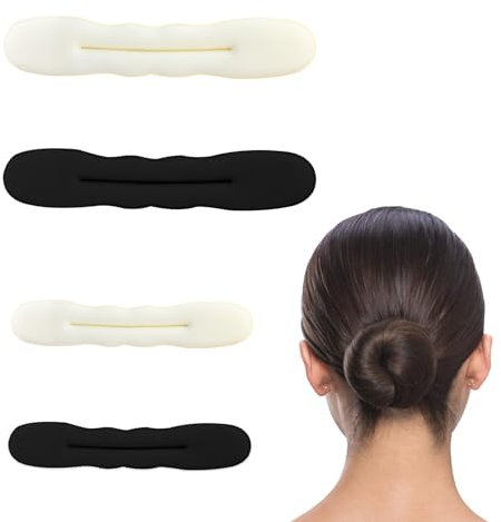 4 PCS Accesorios Pelo Mujer, Moños Accesorios, Redecilla Moño Ballet Niña, DIY Moño Donas, Herramienta para Peinados Rápidos y Fáciles - 2 Pequeños, 2 Grandes