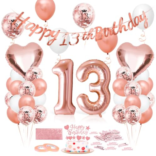 Ballong 13:e födelsedag roséguld dekoration 13 år födelsedag ballong 13:e födelsedag jätte folieballong nummer 13, folieballong grattis på födelsedagen 13, ballong 13 födelsedag dekoration dam