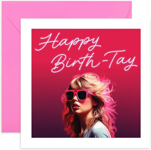 Happy Birth-TAY Taylor Greeting Card for Her - Birthday Card for Music Fans - Stylish Birthday Card for Her, Women, Friend, Bestie, Daughter, Sister - 16th 18th 21st 30th Teen Birthday Card