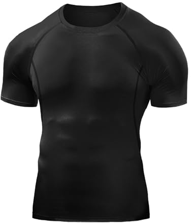 Towintec Tee Shirt Compression Hommes Musculation Tops Manches Courtes Course à Pied Hauts de Compression T-Shirt à Séchage Rapide Couche de Base Maillot de Athlétique Gym Fitness Jogging