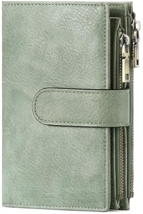 GOIACII Geldbörse Damen Große Kapazität RFID Portemonnaie Mittelgroß Geldbeutel Doppelter Reißverschluss Brieftasche für Frauen