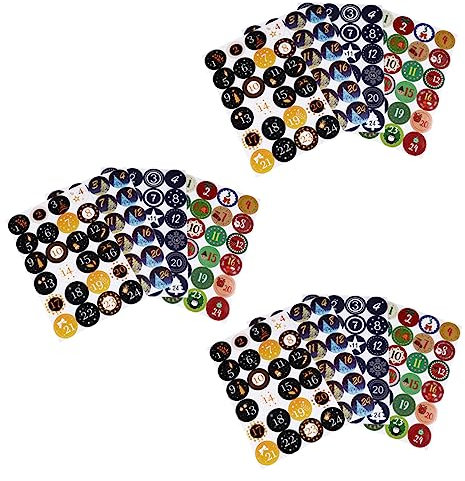 STOBOK 12 Blätter Weihnachts-bastelaufkleber Rund Zum Versiegeln Von Geschenken Zahlen-aufkleber-set Starke Klebkraft Dekorative Etiketten Für Partys Zufälliger Stil