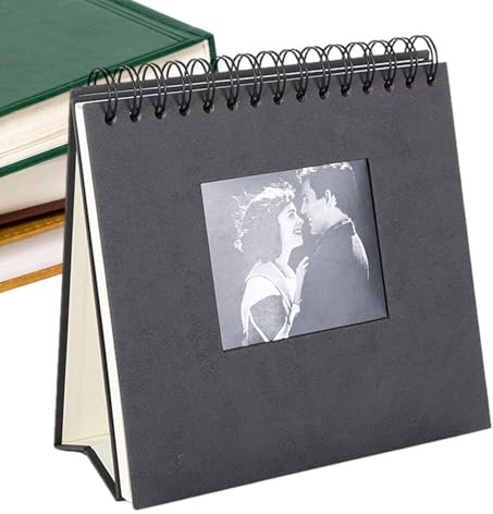 Stehendes Fotoalbum - Retro Schreibtisch Fotoalbum - Fotoalbum, Schreibtisch Kalender Album mit Marker Stift, 20 Blatt 40 Seiten, Foto Display Halter für Fotos unter 13 Zoll