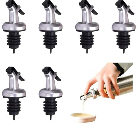 Lot de 6 Bec Verseur Refermable en Inox, Distributeurs De Bouchon De Bouteille, Bec Verseur Bouchon Alcool Bouteille, Parfait pour la Cuisine et le Bar