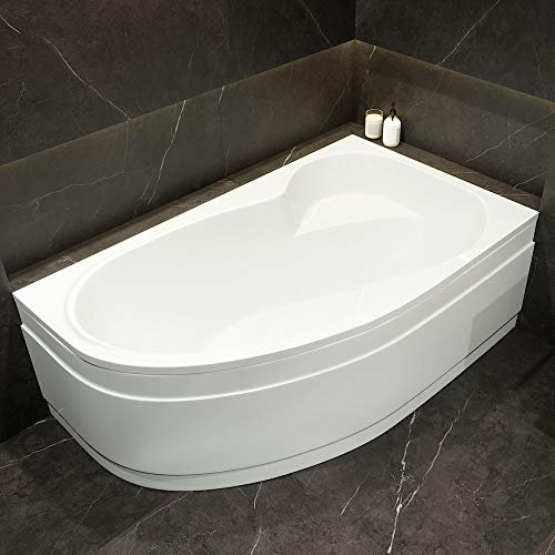 AQUADE Eckbadewanne Mainz Rechts 170x100cm inkl. Untergestell, Ab-Überlauf - OHNE Schürzen-Set - Extra stabile Badewanne Eckwanne