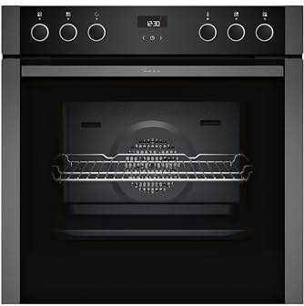 NEFF E1ACE2AG4, N50, Einbau-Herd, Made in Germany, LCD-Display, 3D Heißluft, CircoTherm, Soft Close und Soft Opening, EasyClean, Kindersicherung, 60 x 60 cm, Graphite-Grey
