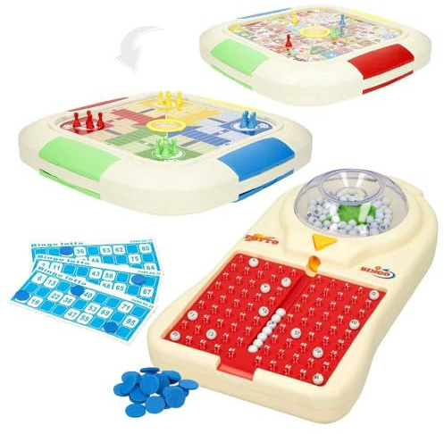 COLORBABY brädspel, 3 brädspel, elektronisk bingo, Pcharis, The Wave Game, komplett set med brädor och chips, för 2+ spelare, leksaker för barn 5 år (47945)