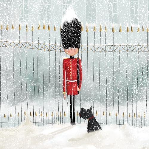 20 Servietten Winter Hund vor Wachgarde im Schnee als Tischdeko. Papierservietten mit Motiv. Auch für Decoupage und Serviettentechnik 33x33cm