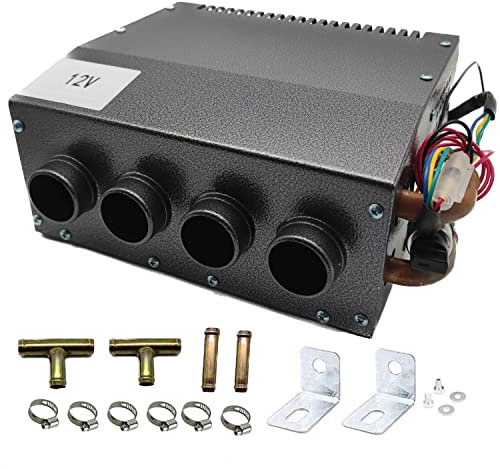Hydronic-Heizung 12 V, 4 Belüftungsöffnungen vorne, kompaktes Design, tragbare Baugruppe, montierbarer Schalter, 3-Gang-Lüfter, 80 CFM Luftstrom, 8500 BTU Wärme, passend für Auto/LKW/Boot/Wohnmobil
