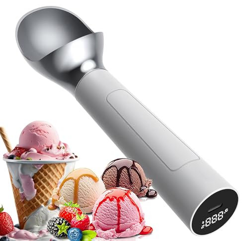 YZRDCXM Heated ice cream scoop electric,Rechargeable heated ice cream scoop,2 Oz Capacity, Smart Display for Battery & Temperature, No-button Operation, Icecream Scoop for Easy Scooping Ice Cream