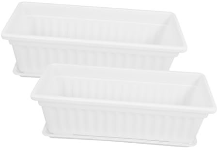 MOBUTOFU Pflanzkasten 2er Set Pflanzkübel Für Gemü Dickwandige Rechteckige Anzuchtboxen Für Balkon Und Garten Hochwertige Pflanzcontainer Mit Untersetzer Ideal Für Blumen Und Kräuter Blumenkasten