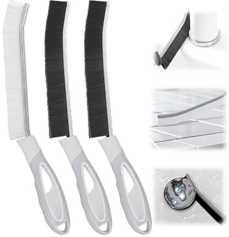 3 Piezas Cepillo de Limpieza Hogar, Cepillo Juntas Limpieza Hogar, Cepillo Limpia Juntas de Cerdas Duras, Cepillo para Pequeñas Grietas, para Baño, Cocina, Inodoro, Bañera, Fregadero, Ventanas