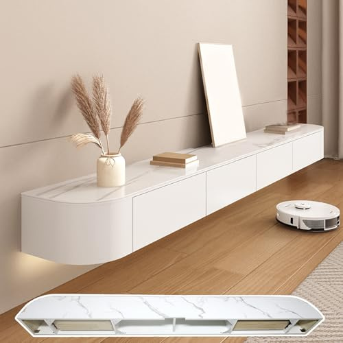 HYANXUE Mobile TV sospeso con ante ribaltabili e cassetti, 200 cm, supporto TV da parete, sotto la TV, per camera da letto e soggiorno (strutturato)