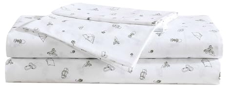 Eddie Bauer - Juego de sábanas, Lujosa Ropa de Cama de percal de algodón con Fundas de Almohada a Juego, Fresco y Fresco, Totalmente elástico (Verde Campamento, matrimonial)