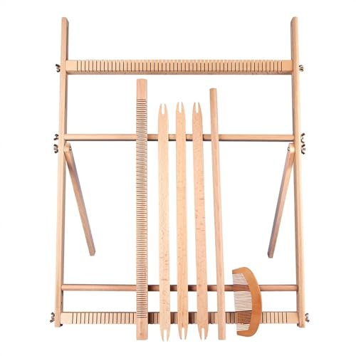 AYWTIUN Webrahmen Großes Webstuhl-Set aus massivem Buchenholz, zusammenklappbar, verstellbar, gewebter Wandkunst-Webstuhl for Wandteppiche/Bodenmatten/Schals, Handstrickrahmen