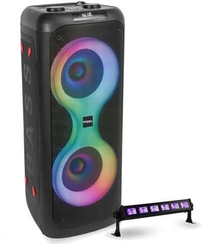 Ibiza - Pack Enceinte sans Fil Bluetooth sur Batterie 700W USB TWS Ibiza Sound COLUMBA700 - Barre Lumière UV LED-UVBAR6 - Sono DJ Portable