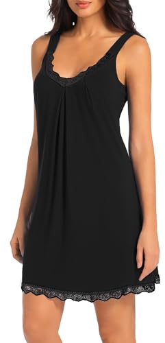 SHCNSJC Camicia da Notte Donna Sexy Pizzo Estate Sottoveste per Le Donne Nightwear Camicie da Notte di Cotone