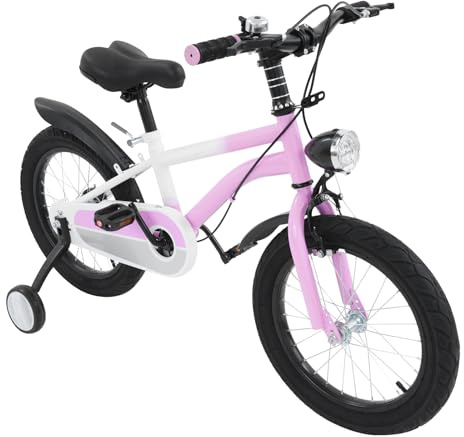 MEHOOSPVN Kinderfahrrad 16 Zoll für Jungen und Mädchen, Kohlenstoffstahl-Legierung, 5-8 Jahre, Mit Stützrädern und Höhenverstellung