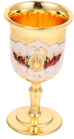 Alipis Copa De Vino Blanco De Copa De Vino De Aleación De Zinc Incrustaciones Flor Doradas Para Bar Casa o Fiesta Diseño Floral Aleatorio Vidrio Irrompible