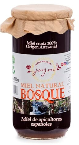 Miel Cruda de Bosque 1 Kg, 100% Pura de Abeja, Natural sin Pasteurizar | Origen español, sabor intenso y amaderado; sin aditivos, conserva polen, enzimas y antioxidantes