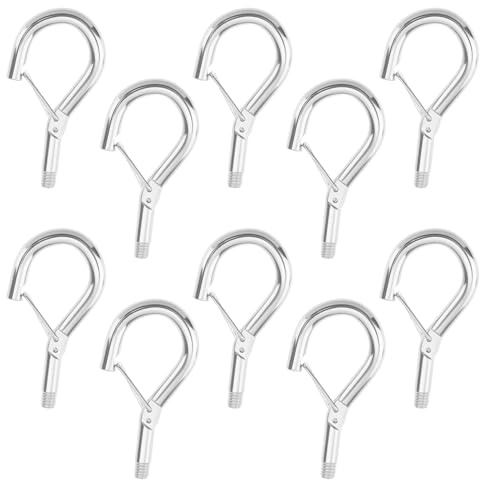ANBOO 10 Stück M6 Schraubhaken Aufhängehaken, 33x63mm Hakenschrauben mit Federschnalle, Ösenhaken für Kupplungskomponenten, Lampen, Werbung & Dekoration