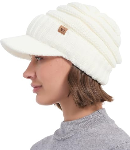 Creekstone Beanie Hüte für Damen Herren Fleece gefütterte Wintermützen Frauen Slouchy Beanies Fleece gefütterte Beanie mit Krempe Visier