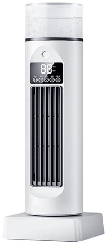 Ventilador De Escritorio Sin Hojas, Ventilador De Torre De Agitación con Tanque De Agua De 100 Ml, Control Remoto Inteligente, Aire Acondicionado Silencioso USB, Energía Eólica Alta Circulante White