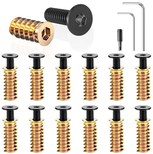 Dayalo 30 Stück M8 Schrauben, M8x35 mm Flachkopfschrauben M8x25 mm Gewindehülsen, mit Sechskantschlüssel Sechskant-Bit, Schrauben für Tischplatte, DIY Holzmöbel Verbindungen
