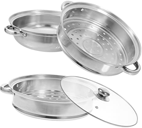 GLJTUO Ensemble De Cuiseur Vapeur À Riz Amphora, Cuiseur Vapeur Multifonction pour Ustensiles De Cuisine, Marmite À Soupe en Verre Et Acier Inoxydable, Cuiseur Vapeur Dim Sum De,
