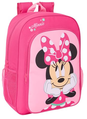 MINNIE MOUSE Skolryggsäck för barn, barnryggsäck, anpassningsbar till vagn, perfekt för skolbarn, bekväm och mångsidig, kvalitet och styrka, 33 x 14 x 42 cm