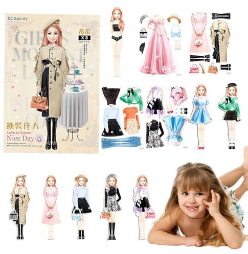 Generisch Anziehpuppen, magnetische Papierpuppen | Magnetische Prinzessinnen-Anziehpuppe aus Papier,Tragbares magnetisches Anziehpuzzle ohne Grate für Mädchen zum Geburtstag