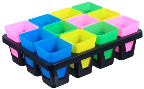 FONDOTIN Vassoio Germinazione Piante Scomparti in Plastica Resistente per Piantine e Semina Completo per Vasetti Piante e Semenzaio Facile da Usare e Duraturo Colore Casuale Colore Casuale